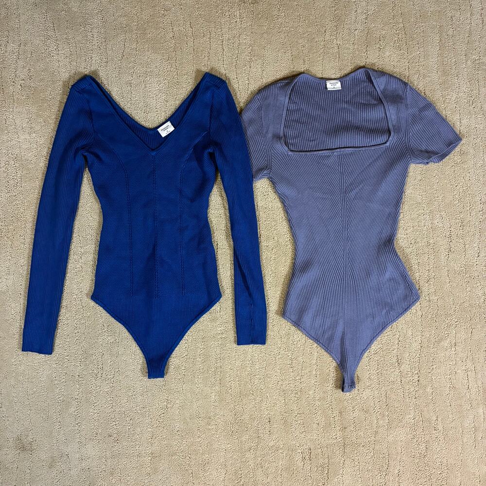 Abercrombie & Fitch Womens M Ribbed Knit Bodysuite Lot Of 2 Going Out Downtown